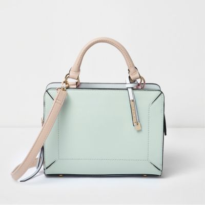 Mint green boxy mini tote bag